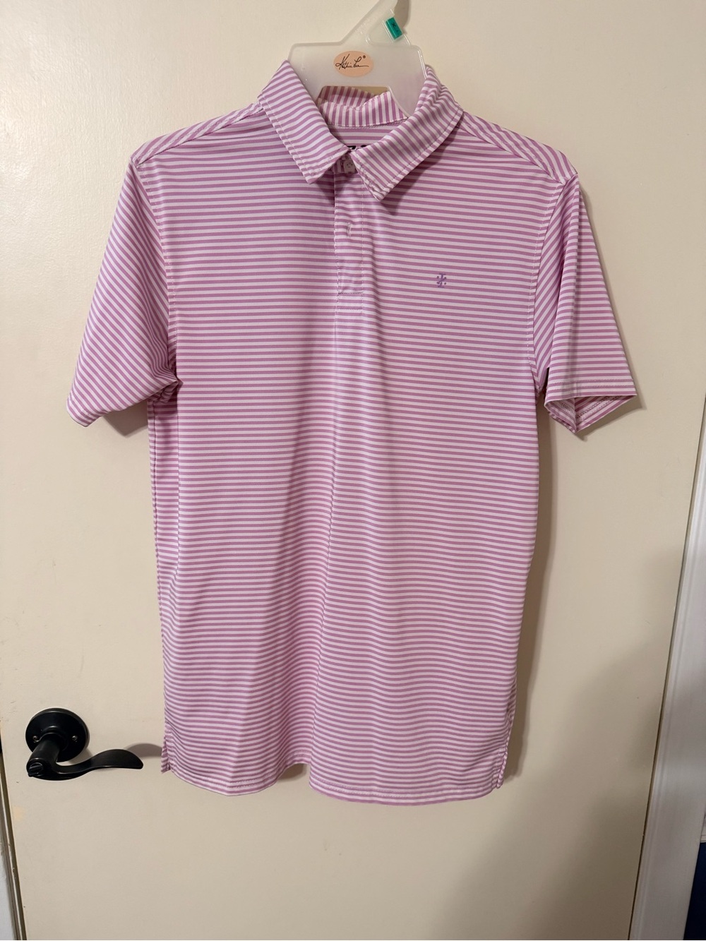 Izod Pink and White Striped Polo